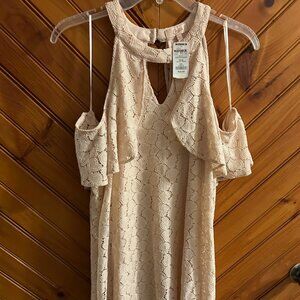 Candies Mini Pink Heart Lace Dress, size Large